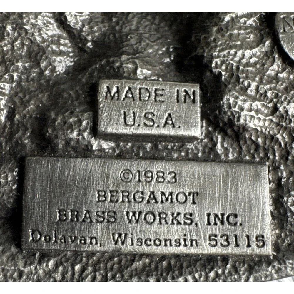 Vintage 1983 Bergamot Brass Works Eagle Belt Buckle Proud To Be An American N146